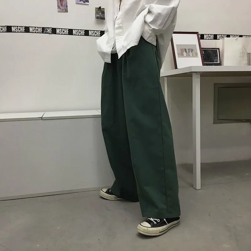 Women Pants Student Loose Ins Straight Korean Style Wide Leg Trousers Simple  Retro Kpop Ulzzang PopularHarajuku Leisure Daily