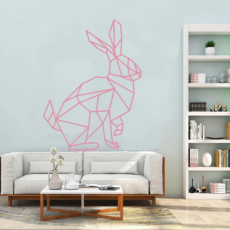 Rabbit Abstract Geometic Vinyl Wall Decor Wall Decals Art Wall Stickers Home Interior Design Animal Polygonal Murals Gifts LL338