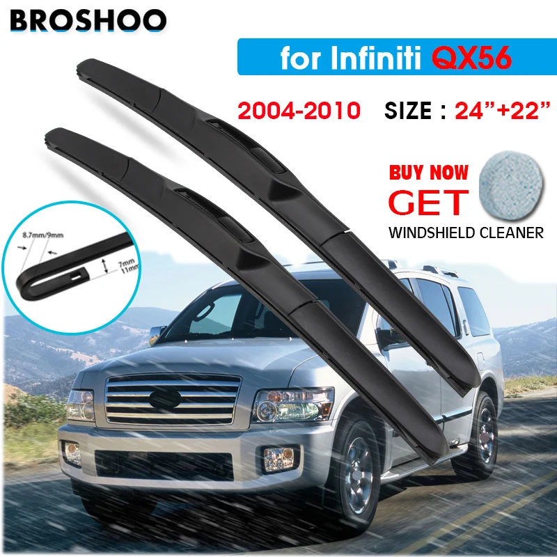 

Car Wiper Blade For Infiniti EX35 24"+22" 2004-2010 Auto Windscreen Windshield Wipers Blades Window Wash Fit U Hook Arms