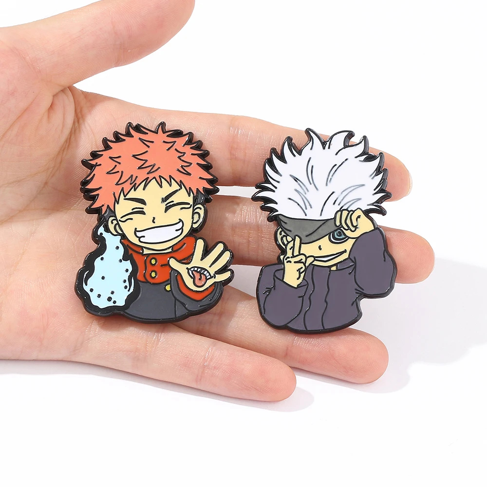 Anime Jump Comics Brooch Cartoon Character Brooch Gojo Satoru,itadori Yuji Two-dimensional Work Enamel Badge Collar Decoration