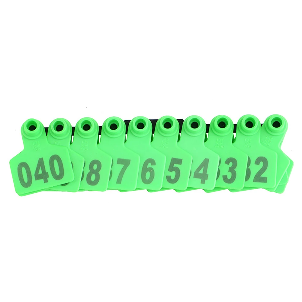 20PCS Pig Sow Ear Tags Plate Digital Marker Label With Copper Head Earrings 4 Colour Farm Livestock Animal Identification Card