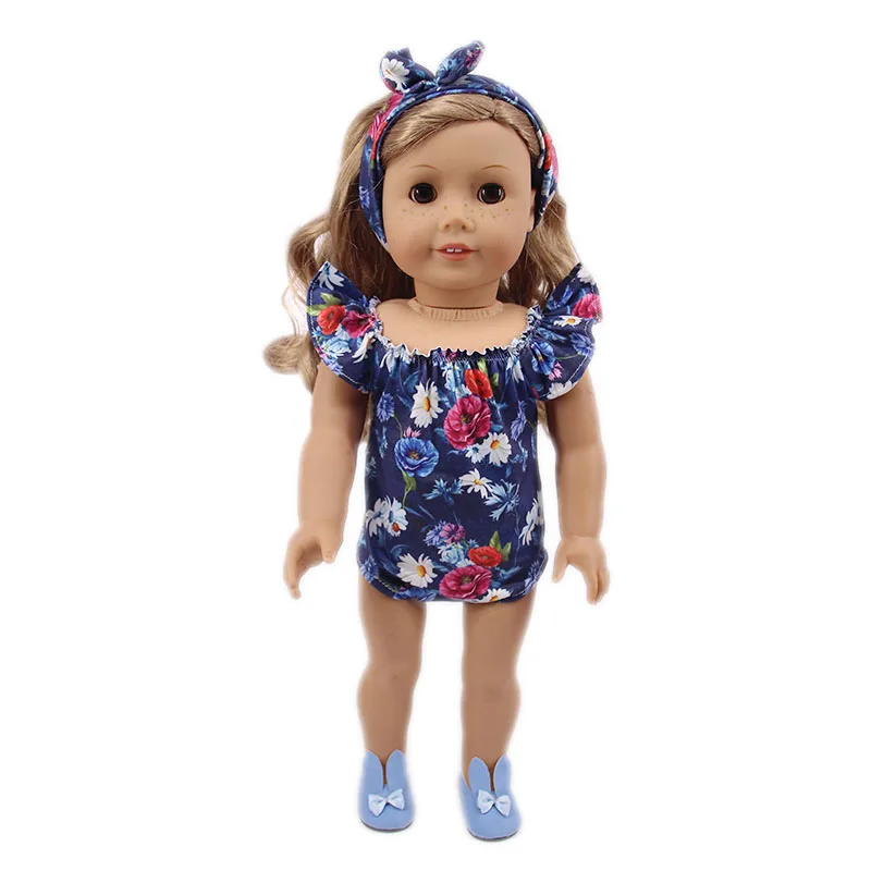 For 18 Inch American&43Cm Baby New Born Doll Clothes，Our Generation , Gifts， Strapless Jumpsuit 2 Piece, Jumpsuit + Hair Band