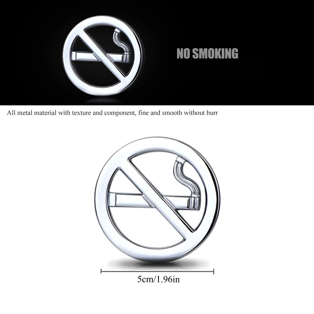 DSYCAR 1 قطعة علامات منع التدخين العامة للأعمال ملصقات السيارات شارة فندق مكتب رمز شعار معدن الكروم المركبات سيارة التصميم