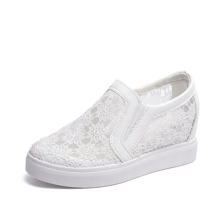 Comfortable Women Loafers Shoes Lace Slip On Walking Shoes White Sneakers Casual Shoes Ballet Flats Platform Shoeshj76
