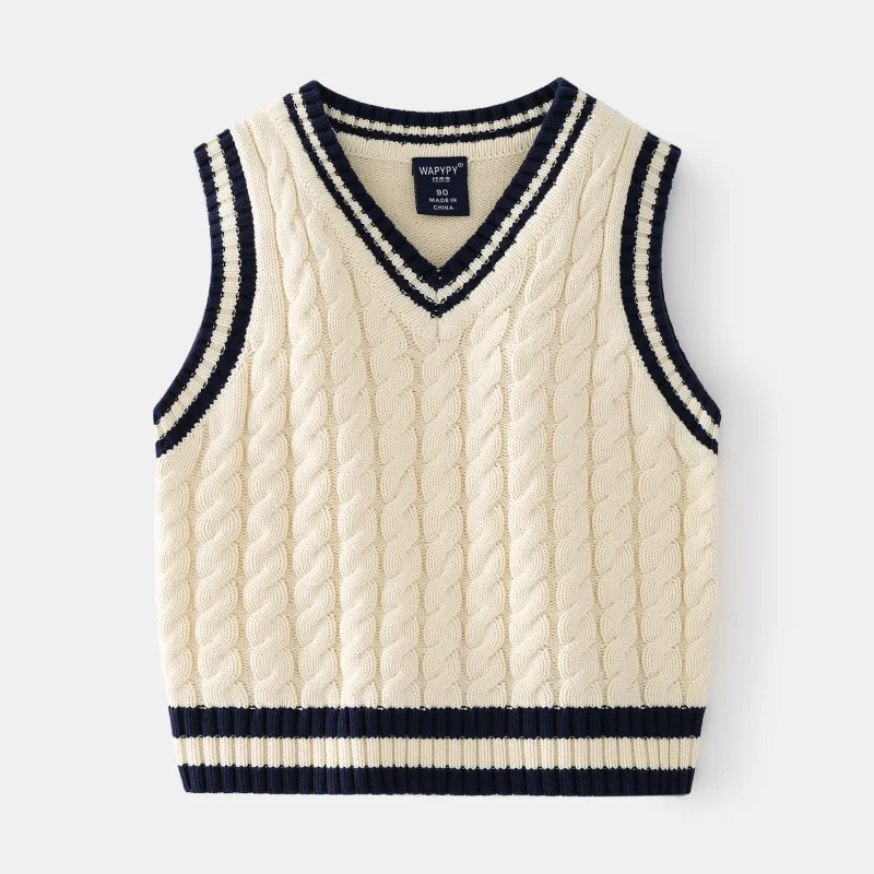 High Quaility Children Top Spring&Autumn Baby Boys Knitting Cotton V-Neck Boys Vest Kids Clothes For Boys 2-8Y