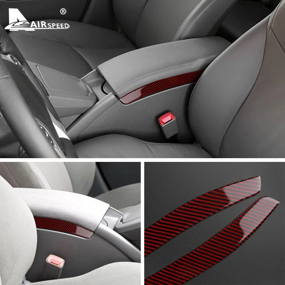 Real Carbon Fiber for Toyota Prius 2010 2011 Accessories Interior Trim Car Central Control Armrest Box Cover Side Sticker