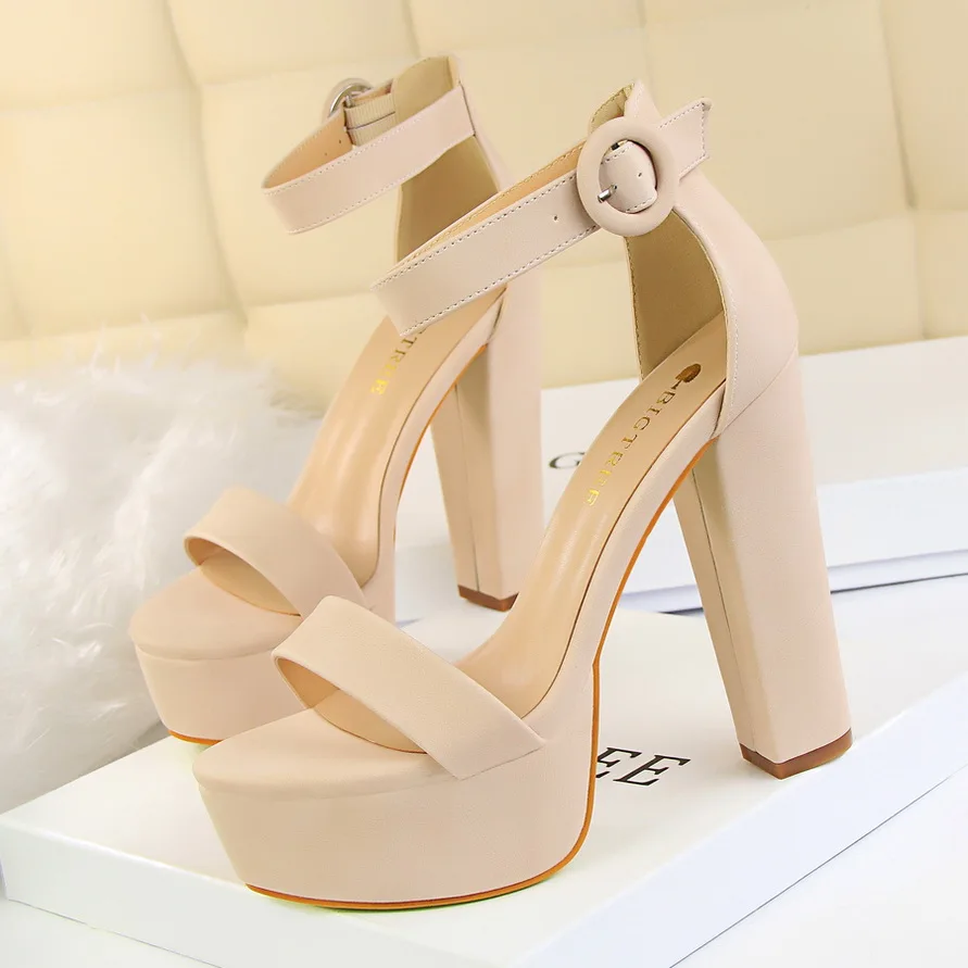 

2022 Women Classic 13cm Block High Heels Fetish Suede Platform Sandals Female Chunky Summer Shoes Lady Nude Sexy khaki Red Pumps