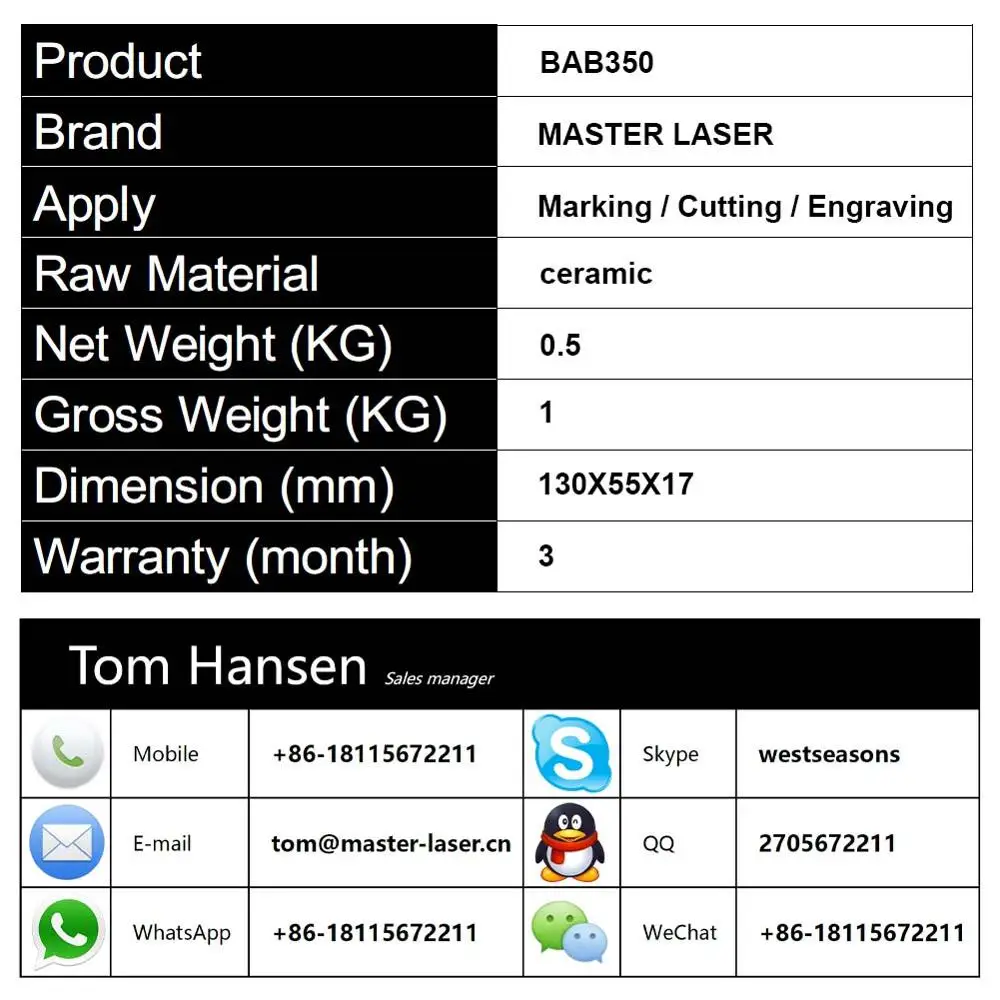 BAB350 YAG Laser Ceramic Relector Cvity