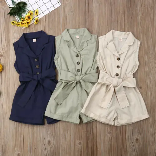 Pudcoco-ropa sin mangas para niñas pequeñas, Pelele de cintura con lazo, elegante, liso y liso, 1-6T, para verano
