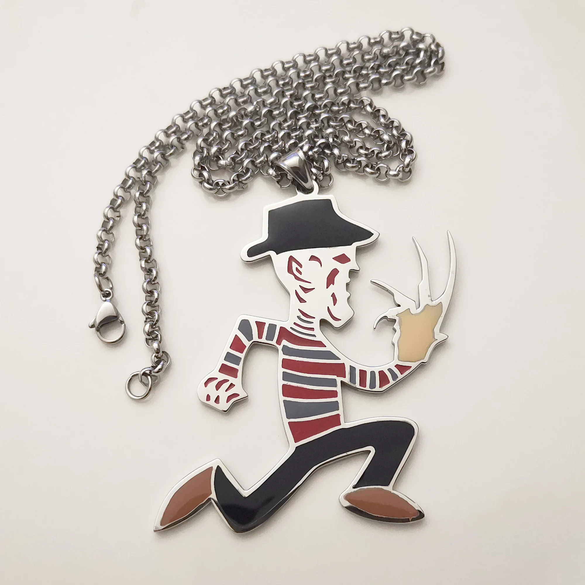 Charms  Stainless Steel ICP Crazy Clown Hatchetman Mens Pendant Necklace Large 2inch Tall W/ 4mm 24inch Chain
