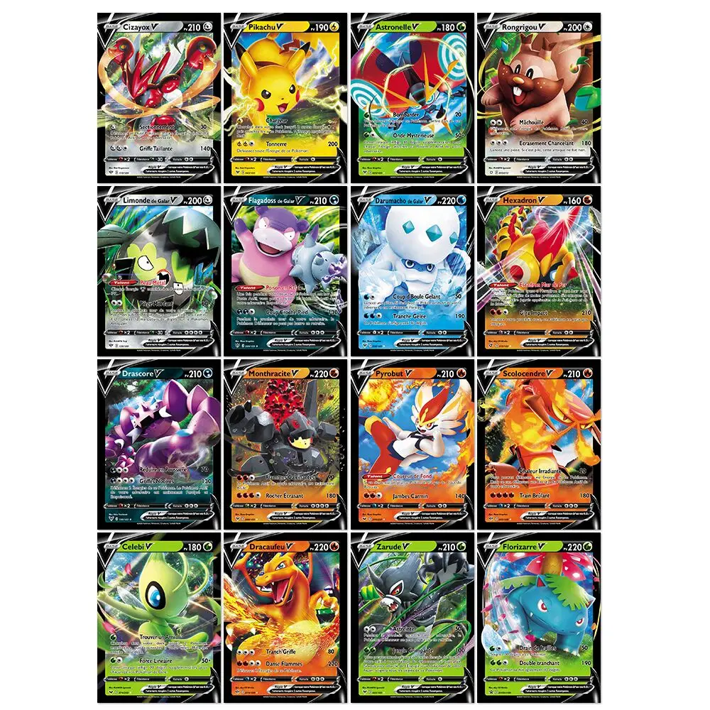 10/20PCS French Version Pokemon Cards V GX MEGA TAG TEAM EX Game Battle Card