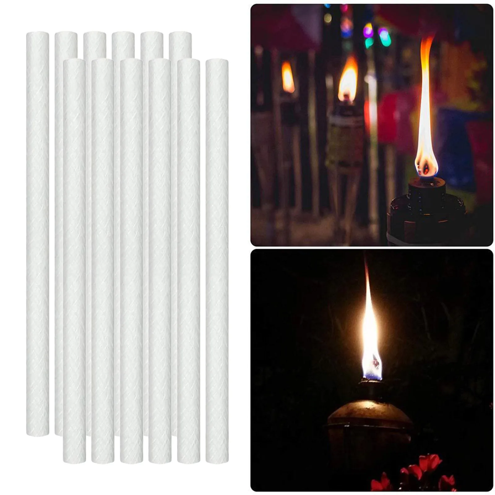 Fiberglass Wicks para Tiki Torch, Substituição Garrafa De Vinho, Lâmpada De Óleo, Vela, 12 Pcs