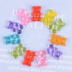 50pcs/Lot Fashion Cute Resin Soft Gummy Bear Pendant Flatback Charms For Woman Girls Cartoon  DIY