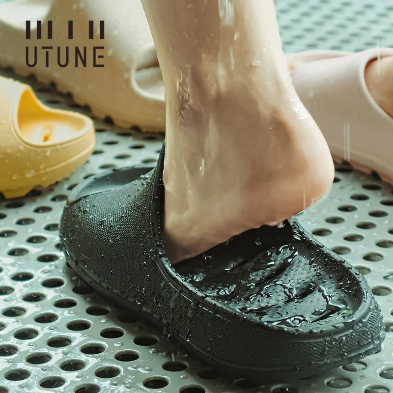 UTUNE EVA Home Slippers Men Bathroom Shoes Hole Leaking Sandals Indoor Men Shoes Shower Women Slipper Anti-slip Summer Slides