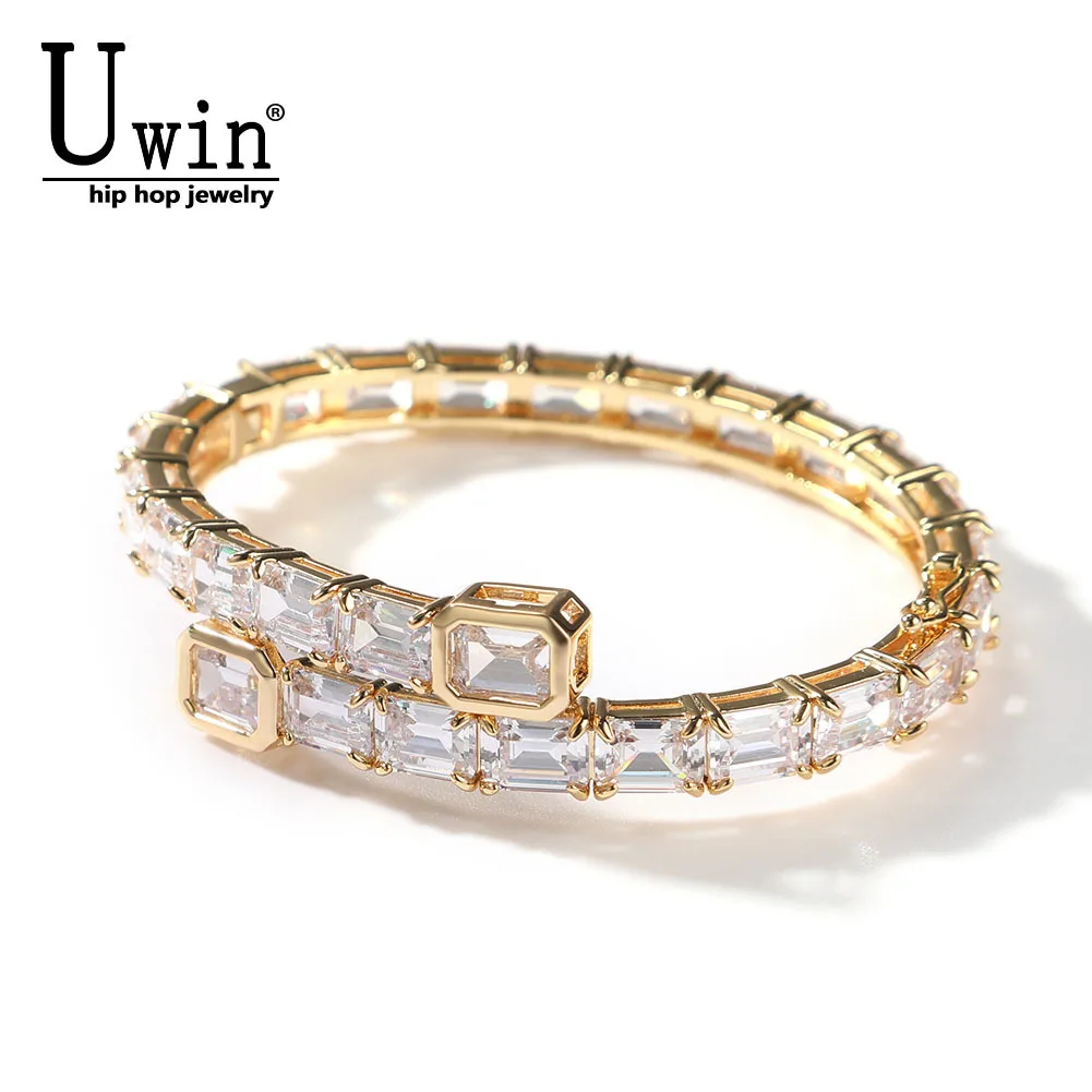 

UWIN 7mm Square CZ Bracelet Baguette 2colors Plated Micro Paved Iced Out Cubic Zirconia Bling Bracelets For Girls Luxury Jewrlry