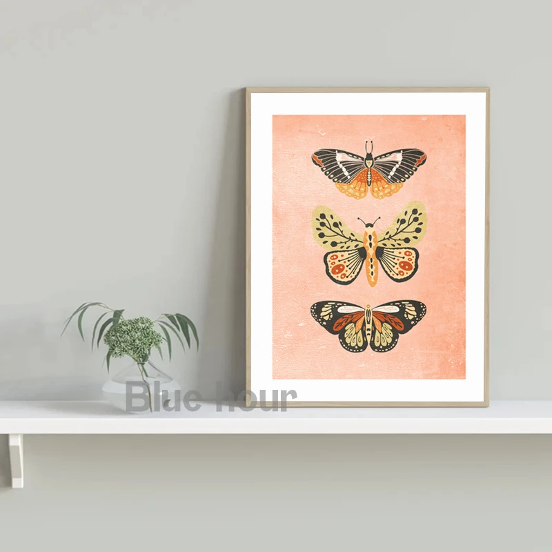 Butterflies Canvas Art Prints And Poster Girls Gift Vintage Butterflies Painting Wall Pictures Boho Girl\'s Nursery Room Decor