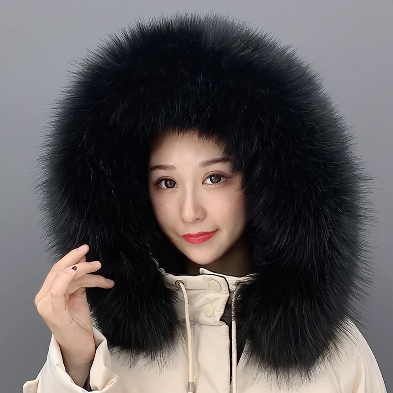 2021 New Faux Fur Collar Winter Women Scarf Fake Raccoon Fur Shawl for Coat Luxury Female Fur Scarf for Hood