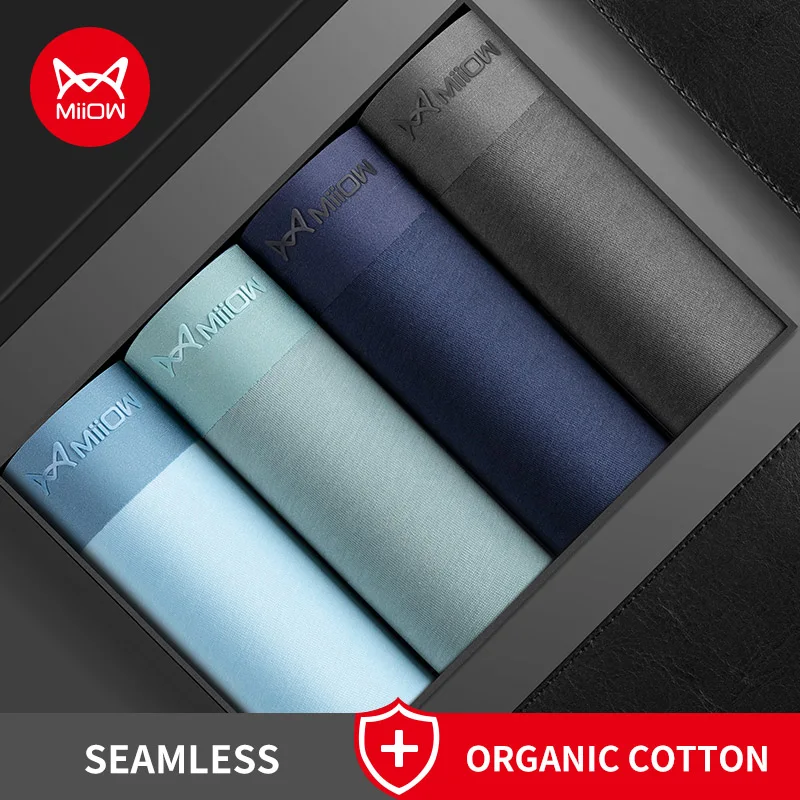 Miiow 4pcs sexy Männer Unterhosen Boxershorts Hüfte erhöhen Bio-Baumwolle Kofferraum Mann Unterwäsche Boxer Herren Höschen Top Boxershorts