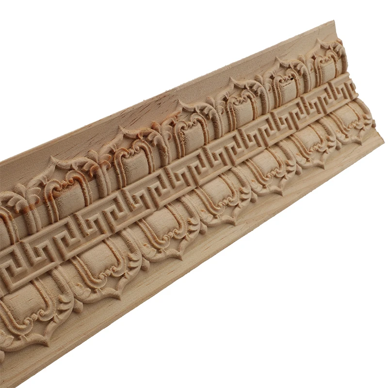 VZLX Wood Carved  Applique Frame Corner Onlay Unpainted Furniture Home Buddha Statue Decoration Lines Door Decor Accessories