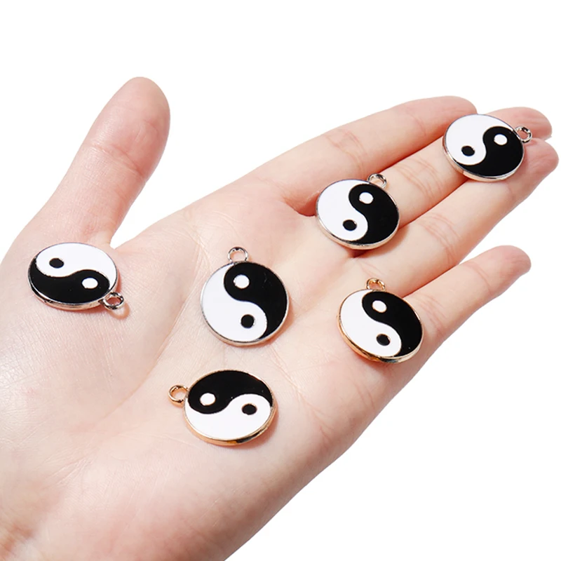 10pcs Yinyang Charms Black & White Enamel Charms For Jewelry Making Metal Drop Oil Charms Handmade Pendant For Diy Bracelet