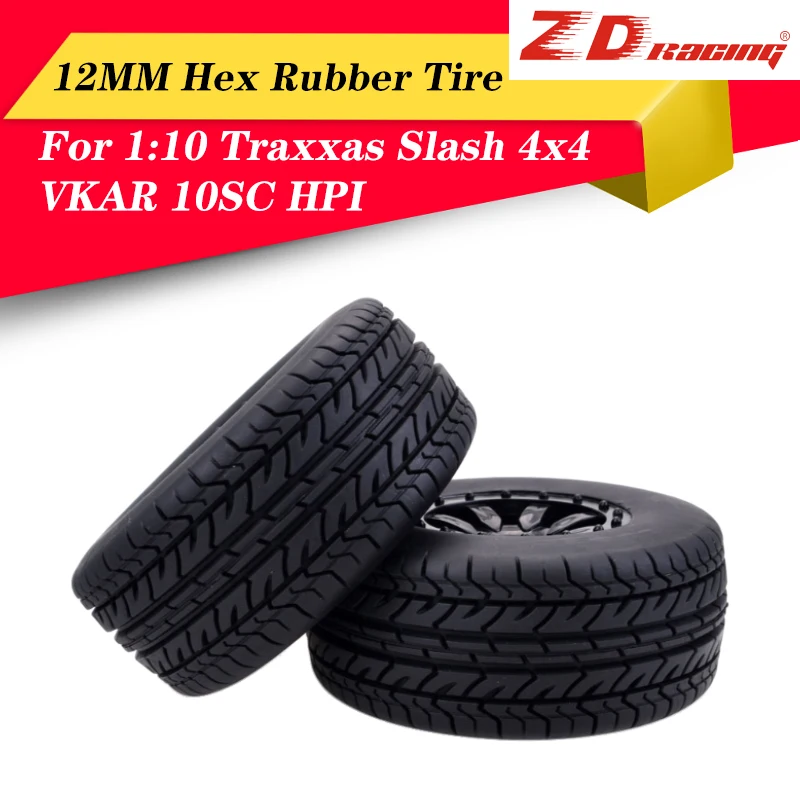 

4PCS Wheel Tyre Rubber Tire With 12mm Hex Plastic Hub for 1/10 RC Short-course Truck Anti-skid Surface Rubber Tire RC Accessory