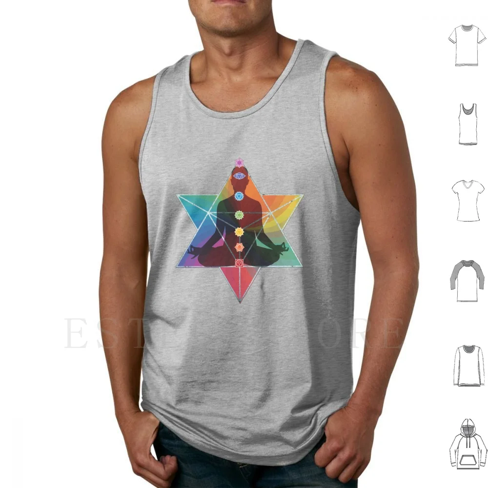 Merkaba Activation Chakra Meditation Tank Tops Vest Sleeveless Sacred Geometry Merkaba Merkabah Chakra Seven Chakra