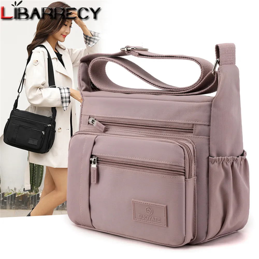 

Fashion Multi Pocket Design Ladies Shoulder Bag 2021 New Solid Color Women Crossbody Bags High Quality Nylon Women's Bag Bolsos