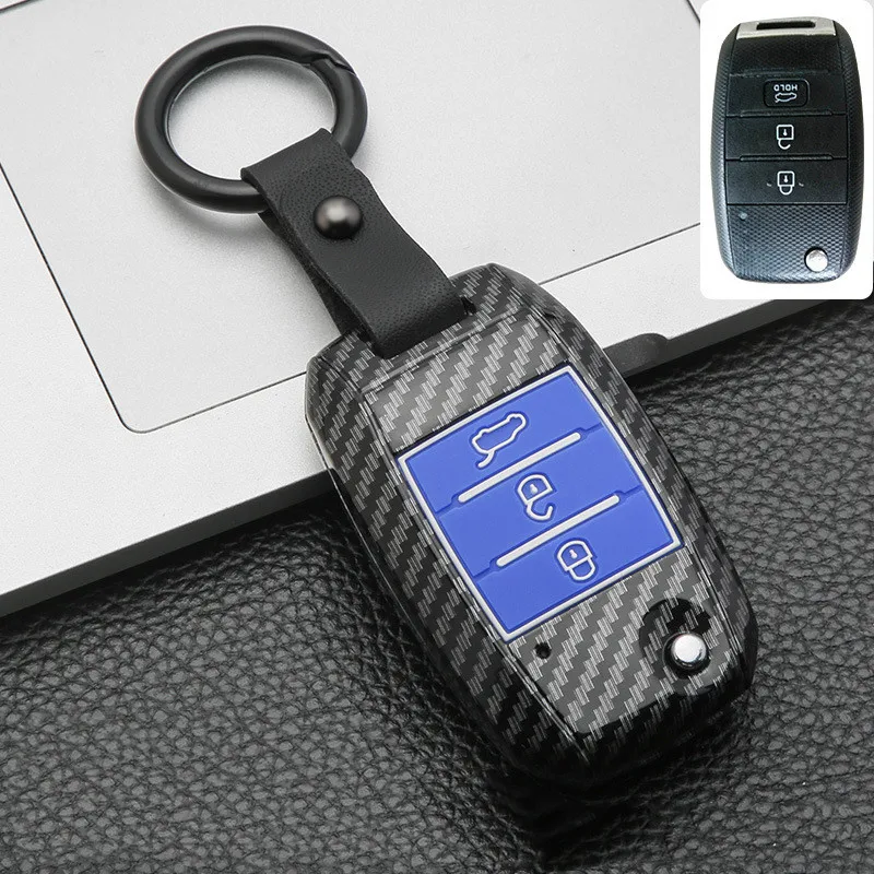 Carbon Car Key Case Cover Key Ring Shell For KIA KX5 KX7 Rio 3 Sportage QL Ceed Sorento Cerato K3 K4 K5 KX CROSS CARENS S