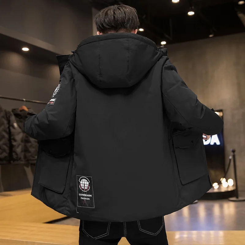 2022 Winter Men Thick Hood Down Parkas Man's Coat Winter Male Jacket Casual Warm Puffer Jacket Brand Pocket Hat Parkas Outwear