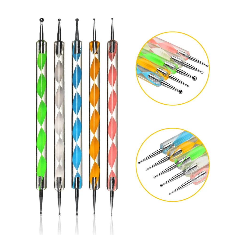 5pcs Nail Art Rhinestones Gems Picking Crystal Dotting Pen Set Nail Pointer Tools Painting Drawing Polish Manicure DIY Tools