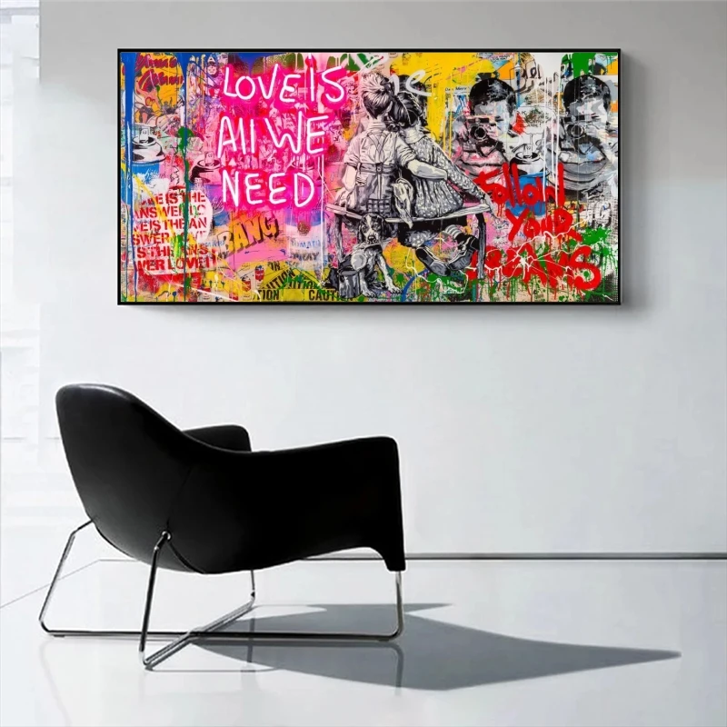 Banksy Art Love Is All We Need Canvas Paintings on The Wall Follow Your Dream Graffiti Street Art Pictures for Home Decoration