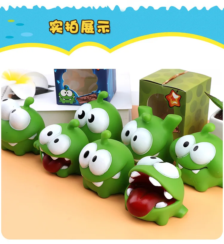 7pcs/lot 7cm om nom Frog Cut The Rope Action Figure Toys With Sound New in box Hot sale Toys for children kids Christmas gift