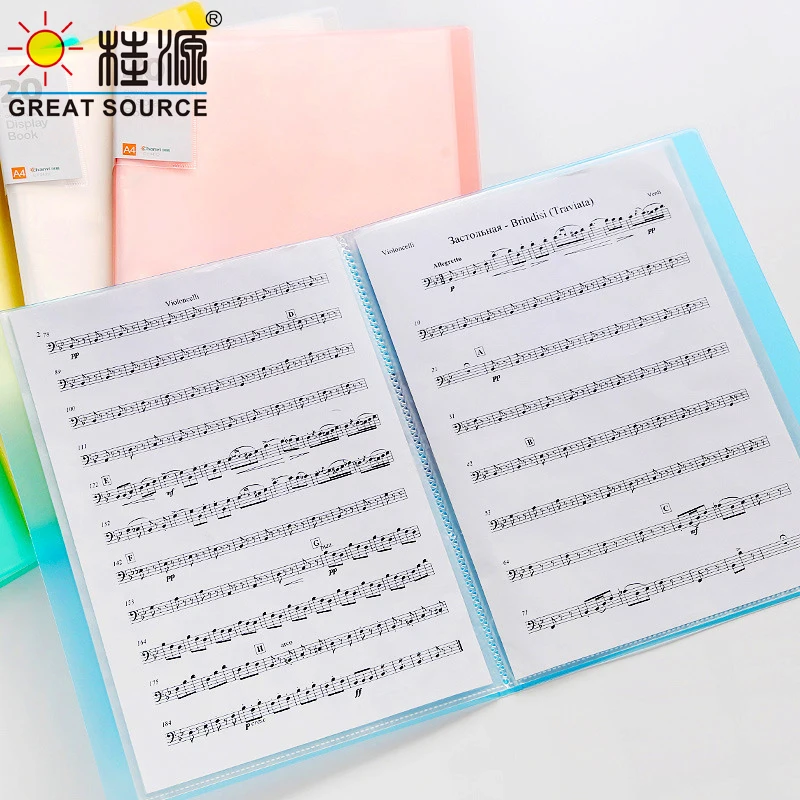 MQQ A4 PP Presentation Book  Display Book Project Folder 20 Transparent Pockets Fancy Candy Color (2PCS)