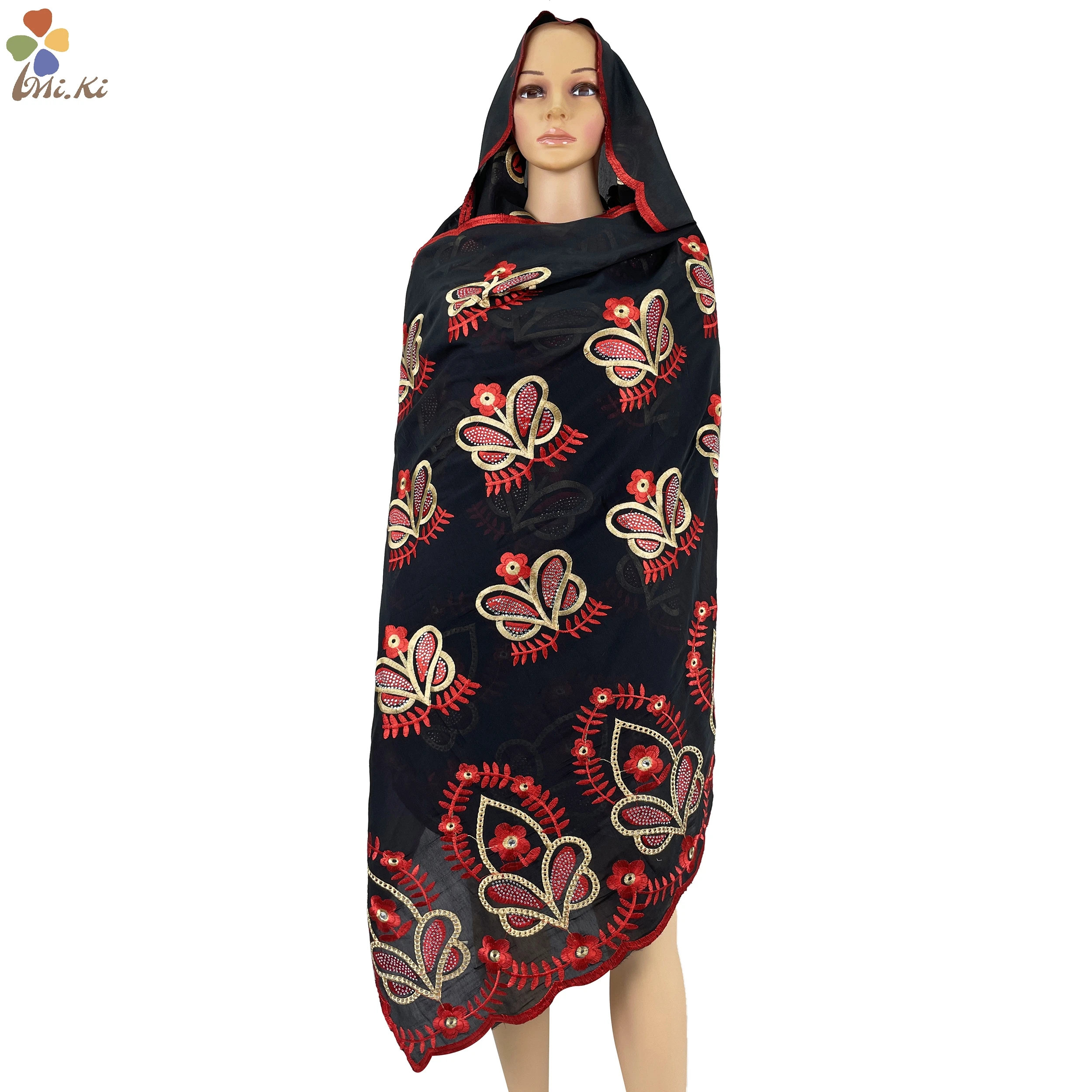 

2021 Exclusive Sales High Quality African Women Fashion Scarf Hijab Muslim Dubai Cotton Shawls For Pray Embroidery Scarf BW130