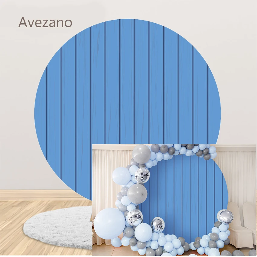 

Avezano Blue Photography Background Round Boy Birthday Party Baby Shower Portrait Decor Backdrops Photo Studio Photozone Props