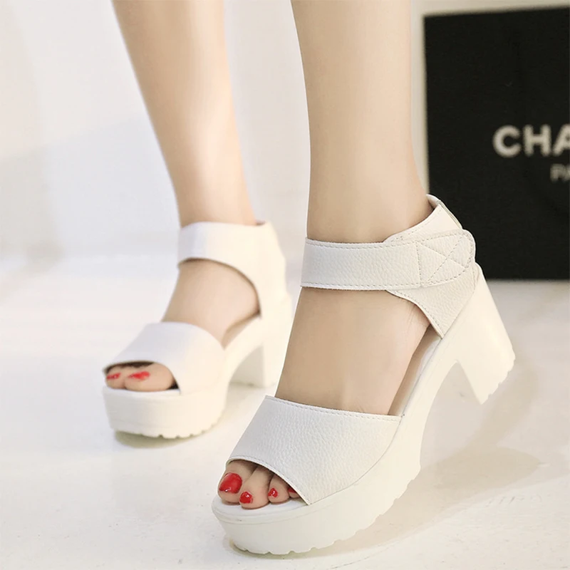 White Sponge Cake Women's Sandals,Thick-Soled Wedges Women's Sandals, High-Heeled Fish Mouth Paste, Travel and Leisure