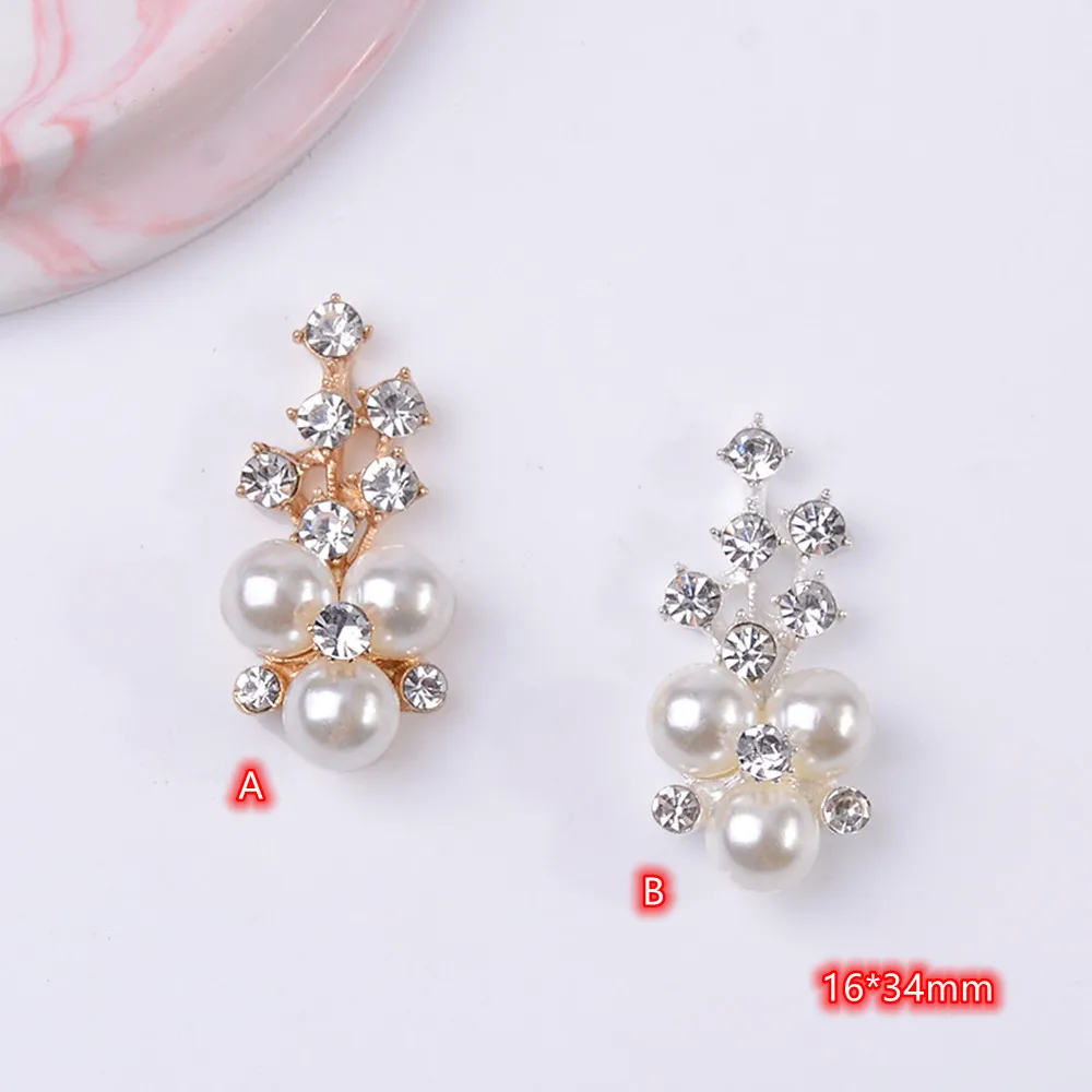 Glitter Crystal Nail Art Decorations 10pcs Rhinestone Pearl Cluster Flower DIY Crystal Flatback Nail Arts Button Jewelry Making