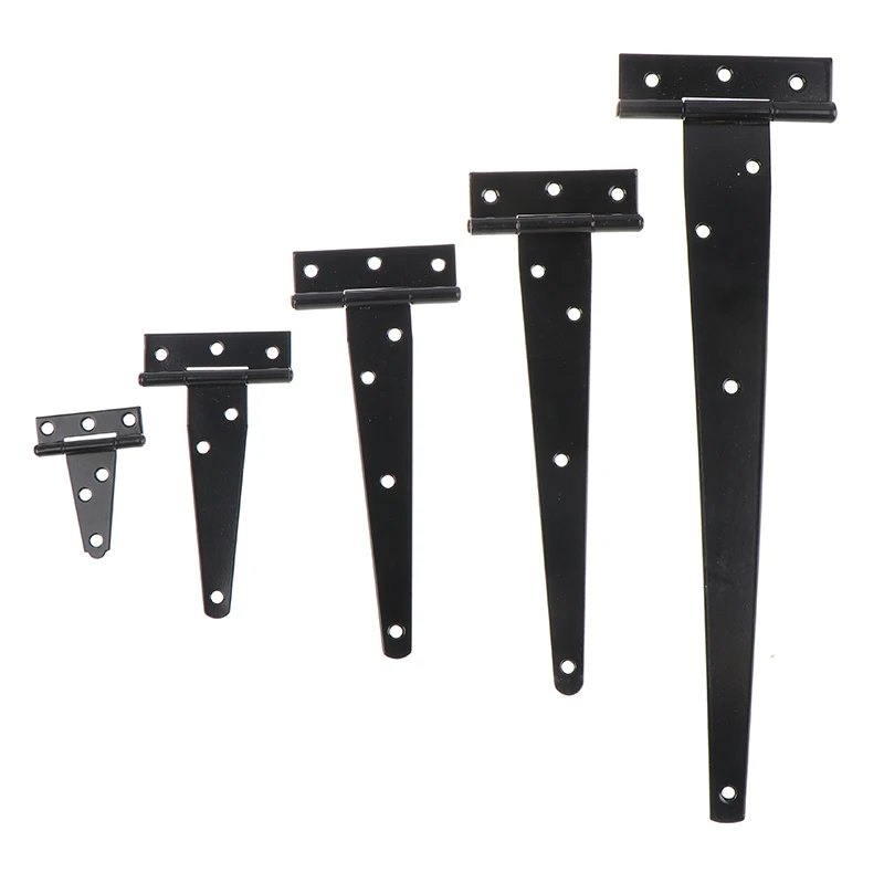 1PCS Iron Tee Hinge Black T Hinges Cabinet Hinge Garden Shed 2-12inch Wooden Door Gate For Light Gates Doors Furniture Hardware