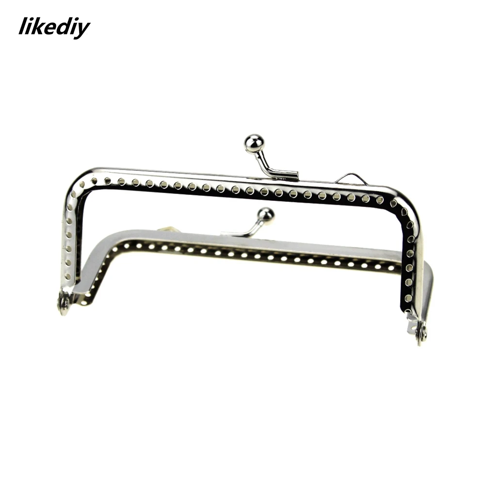 1 Piece Square Glossy Silver Basic Metal Purse Frame Kiss Clasp Lock DIY Bag Accessories 8.5/10.5/12.5/15.5/18 CM