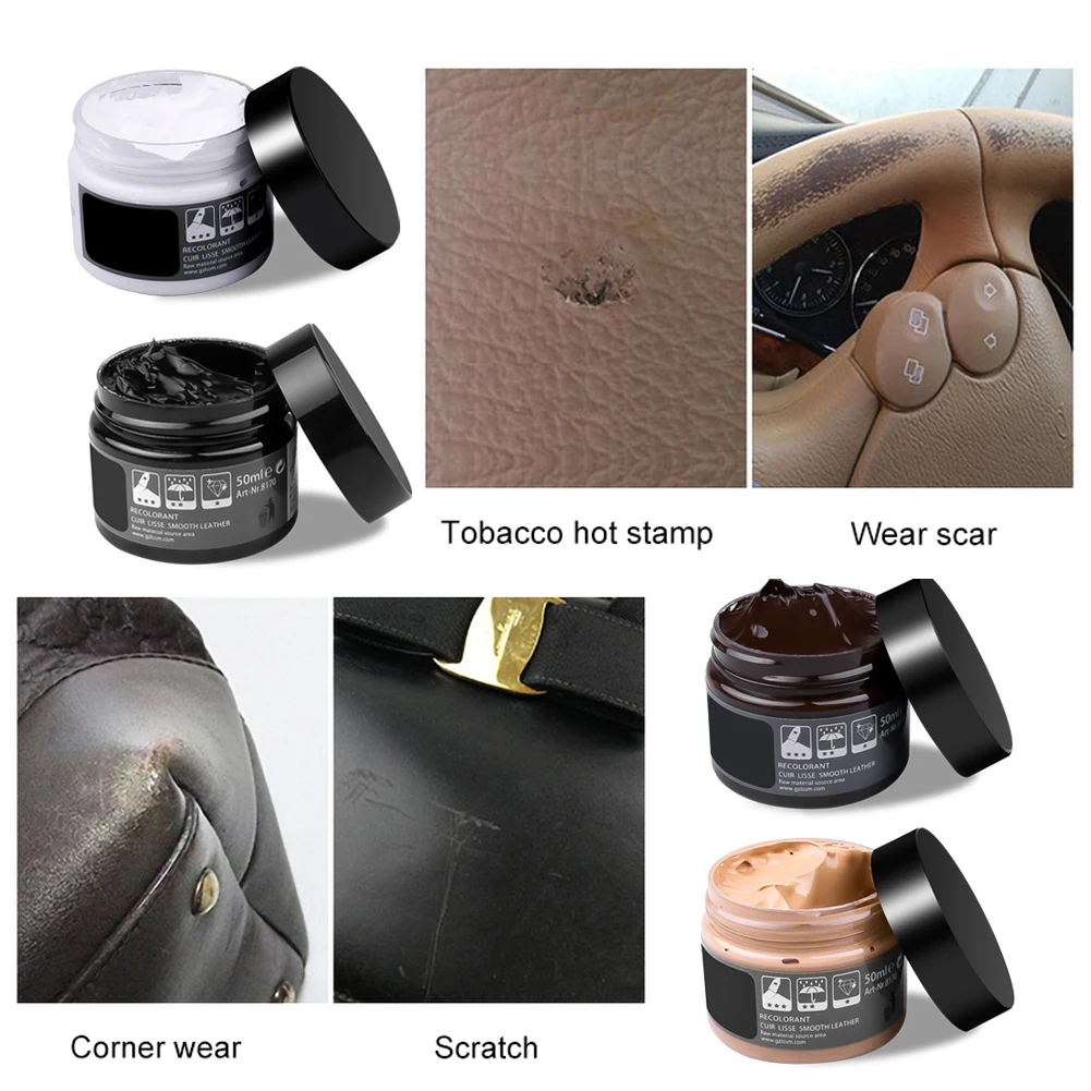 50ml Leather Repar kit Vinyl Repair Filler Compound for Leather Sofa Coat Restoration Cracks for Burns Car Seat Holes