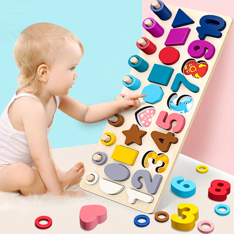 Children's educational toys three in one multifunctional logarithmic board Montessori learning wooden math toys