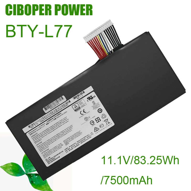 

CP Laptop Battery BTY-L77 7500mAh For GT72 2QD GT72S 6QF GT72VR WT72 MS-1781 MS-1782 MS-1783 2PE-022CN 2QD-1019XCN 2QD-292XCN