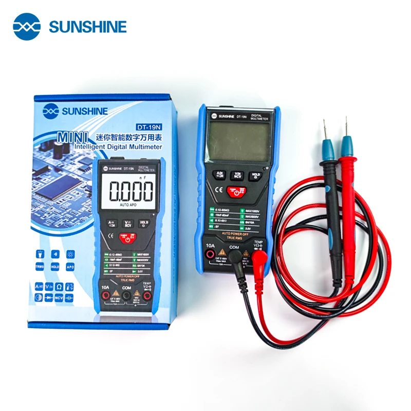 SUNSHINE DT-19N High Precision Multimeter Digital Mini Intelligent Multimeters for Mobile Phone AC DC Ammeter Voltmeter Tool