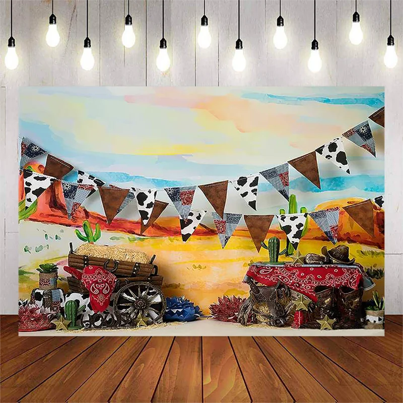 Newborn West Cowboy Photography Background Desert Haystack Cactus Children Birthday Party Backdrop Baby Shower Decorative Props