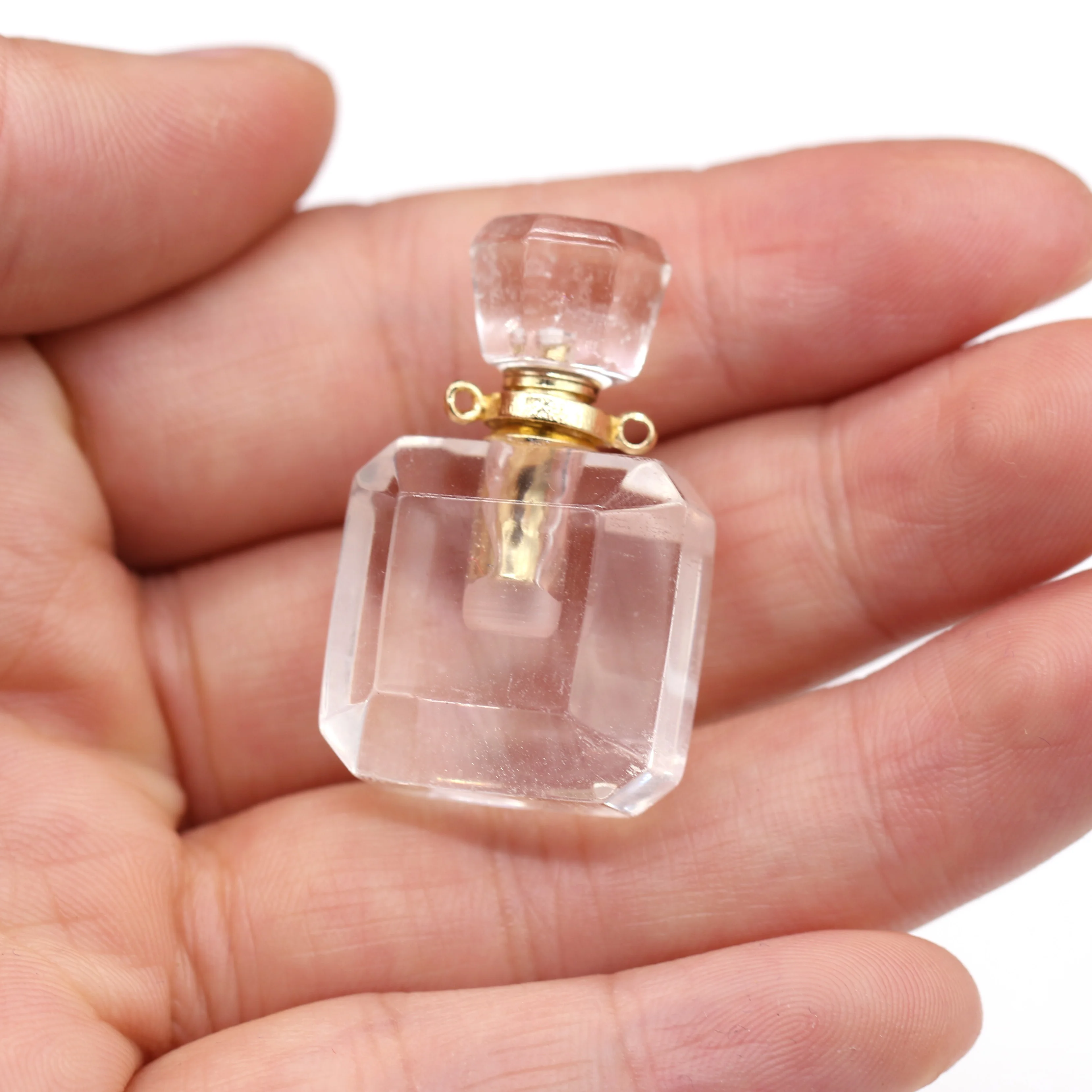 1PC Natural Stone Agate Perfume Bottle Connector Amethyst Fluorite Pendant Essential Oil Diffuser Charms DIY Necklace Jewelry