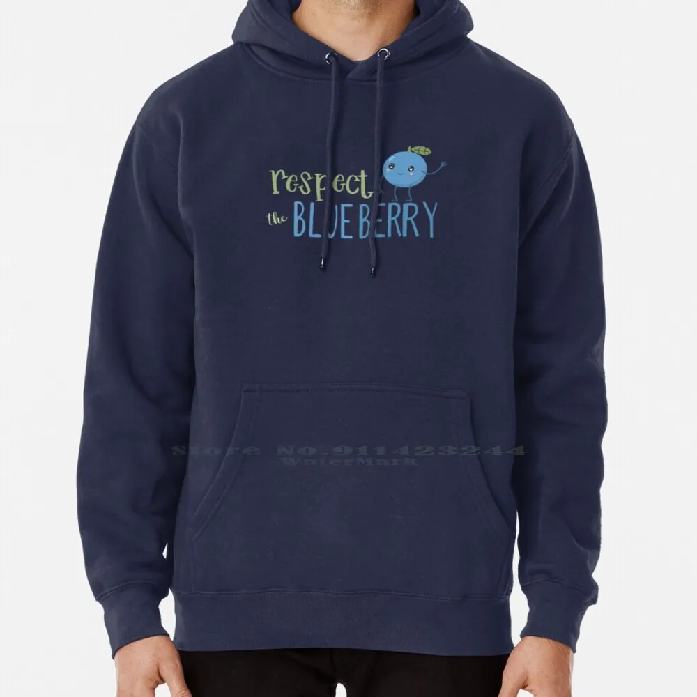 Respect The Blueberry-Cute Hoodie Sweater 6xl Cotton Blueberries Respect The Blueberry Cute Meme Funny Humor Fruit Saying Green