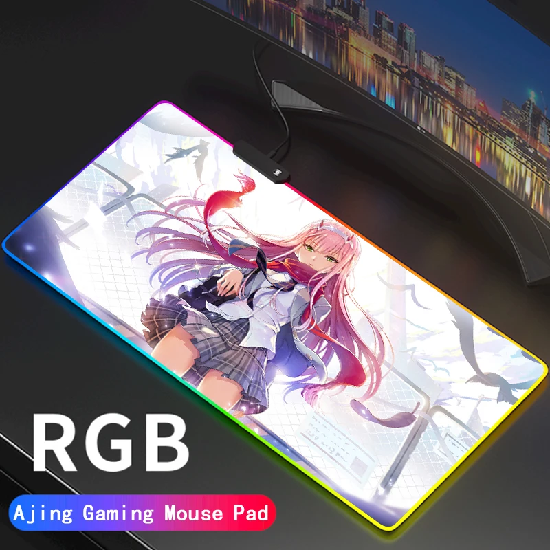 

Коврик для мыши с рисунком аниме Zero Two RGB 02, коврик для мыши, аксессуары для настольного ПК, «сделай сам»