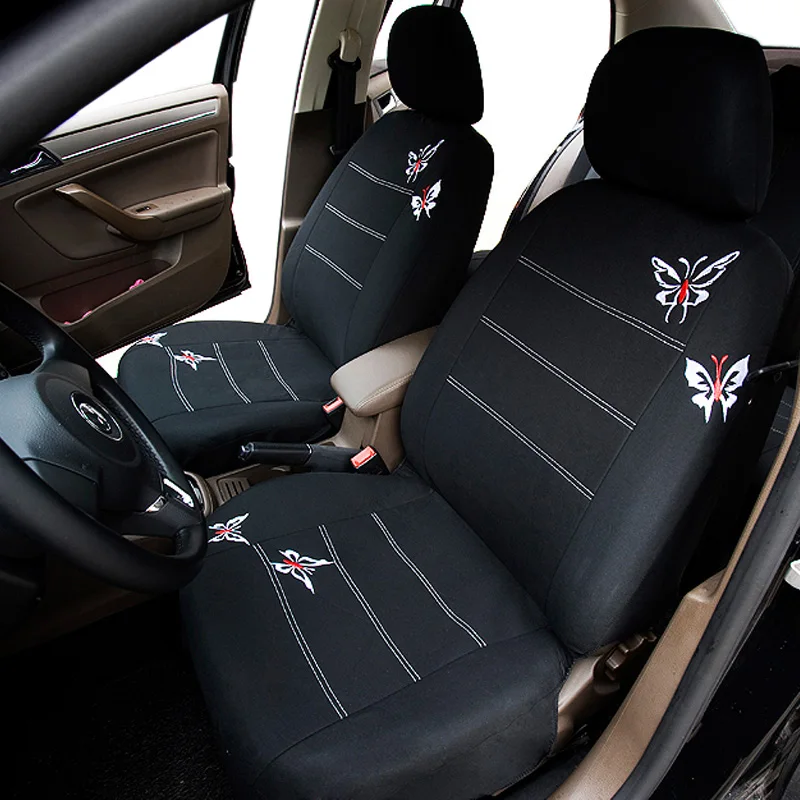 Butterfly Embroidery Car Seat Cover Set Universal for Front Seat