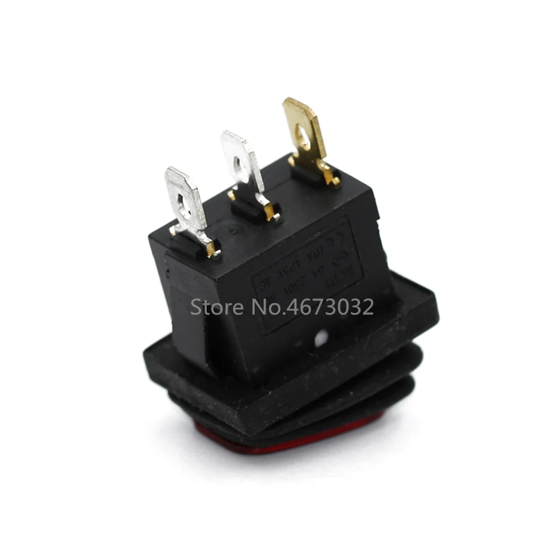 1pcs kcd1-101 3 pins mini on off seal waterproof rocker switch in red lighting 6a250v Ship type switch 2 pin
