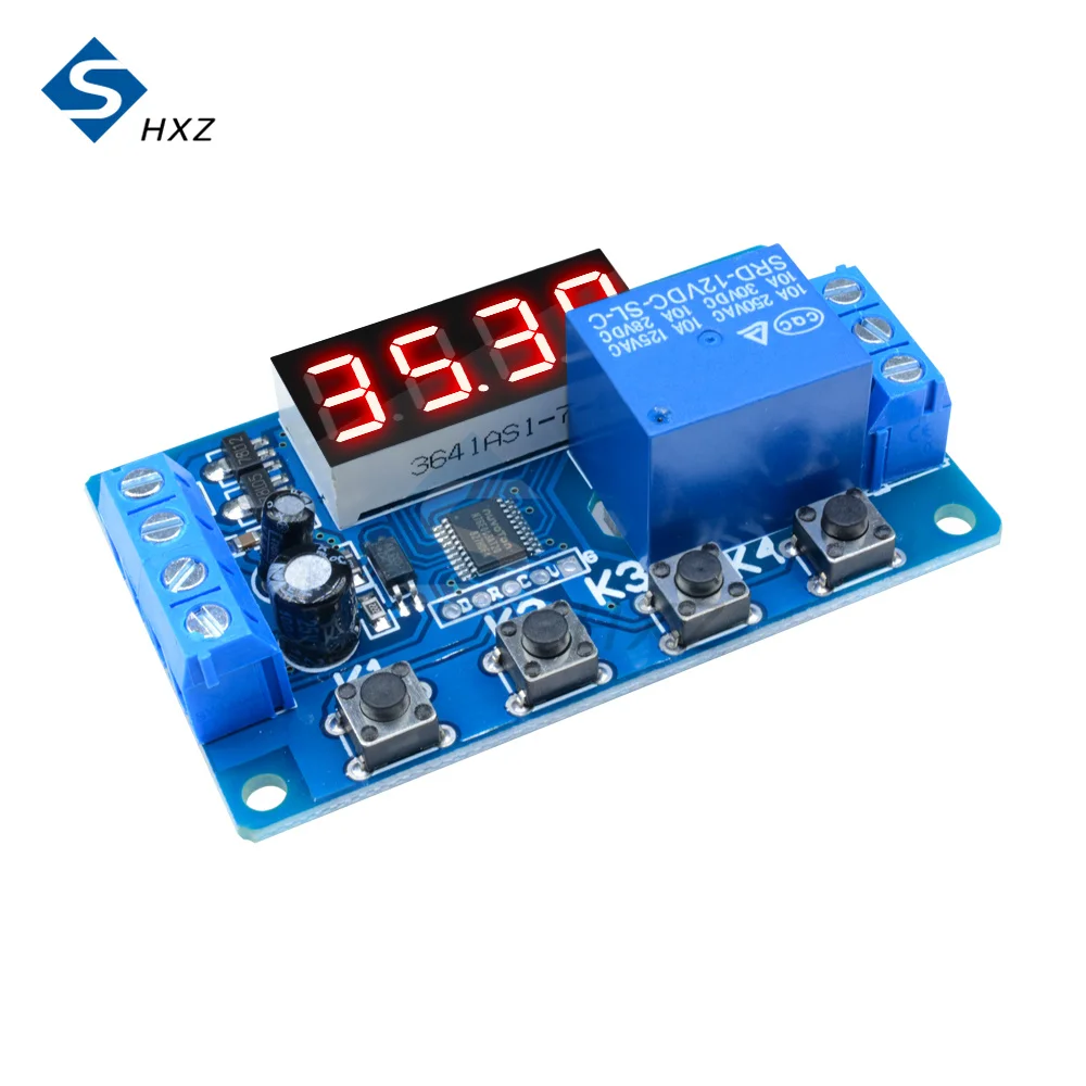 YYC-2S Time Relay 4 Buttons 4 Digital Tube Red 12V Digital Display Delay Relay